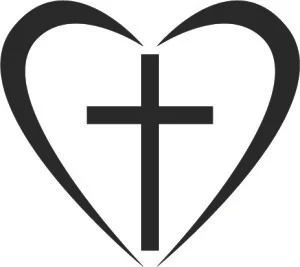 A heart with a cross inside of it.