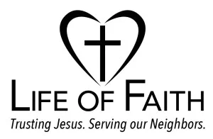A heart with the words " life of faith " underneath it.