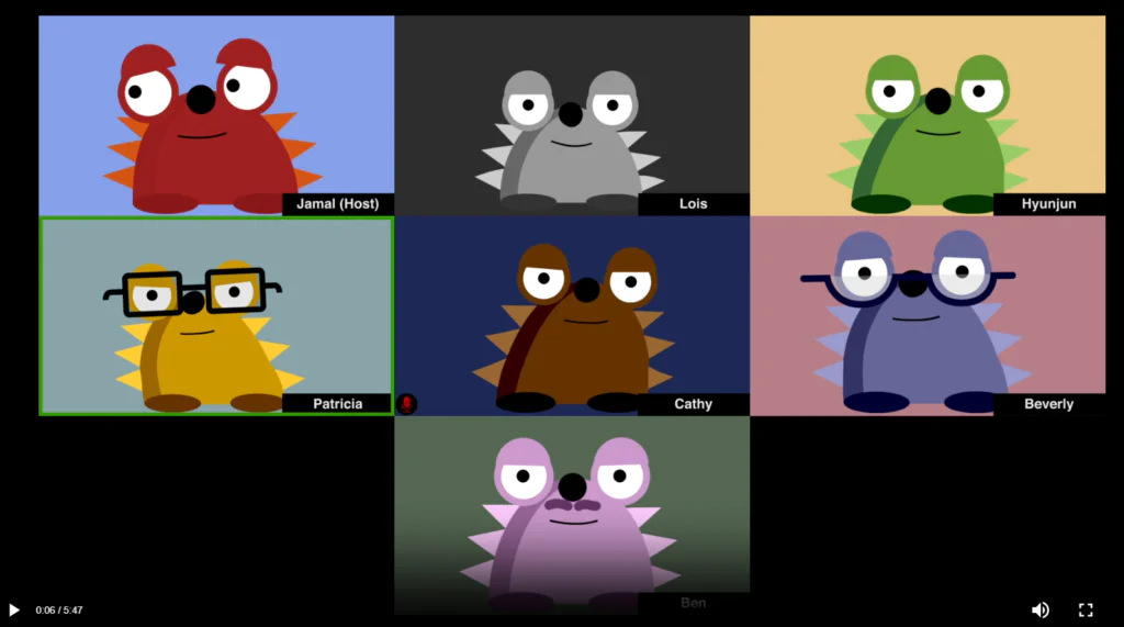 Animated council meeting on Zoom